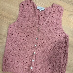 Vintage Pink Knit Button-Up Vest
